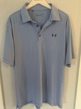 Under Armour Men's HeatGear Navy & White Striped Performance Polo